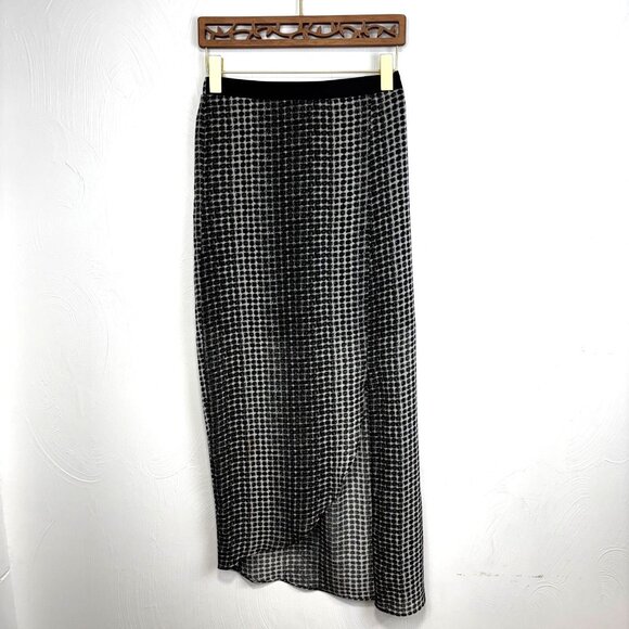 Y2K Geometric Long BCBGeneration Maxi Skirt Sheer Layered Grid Black & White XXS - Picture 1 of 7